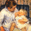 Mother About to Wash Her Sleepy Child art print by Mary Cassatt (1880)