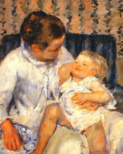 Mother About to Wash Her Sleepy Child art print by Mary Cassatt (1880)