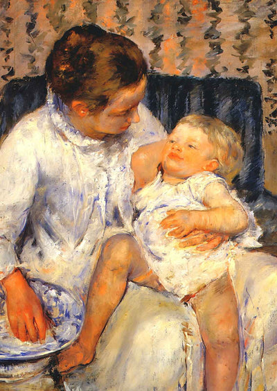 Mother About to Wash Her Sleepy Child Art Print 1880 by Mary Cassatt (6 Sizes)