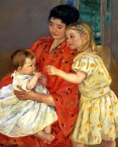 Mother and Sara Admiring the Baby Painting by Mary Cassatt 8x10" Art Print