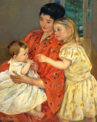 Mother and Sara Admiring the Baby art print by Mary Cassatt (1901)