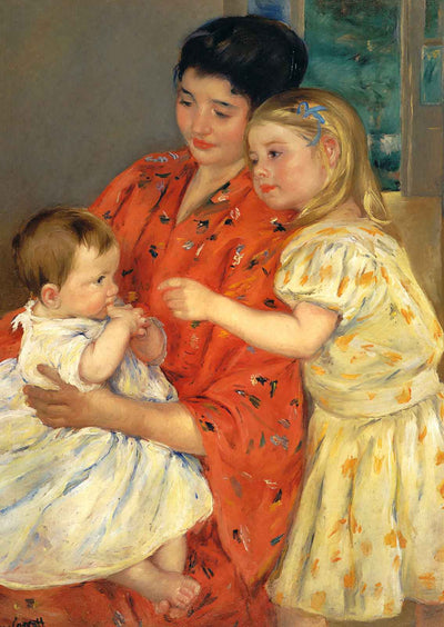 Mother and Sara Admiring the Baby Fine Art Print 1901 by Mary Cassatt (6 Sizes)