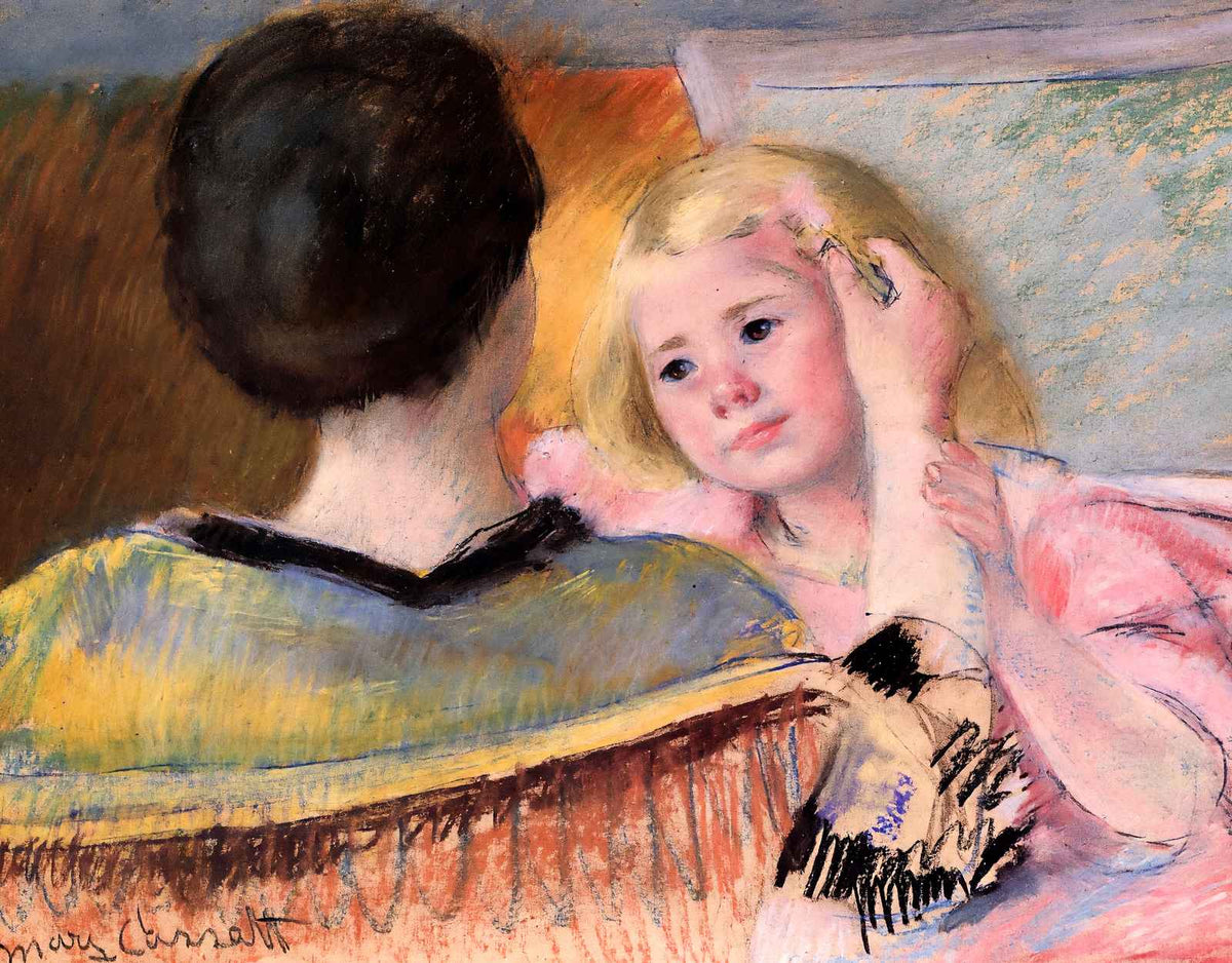 Mother Combing Sara's Hair Art Print 1901 Painting by Mary Cassatt (6 Sizes)