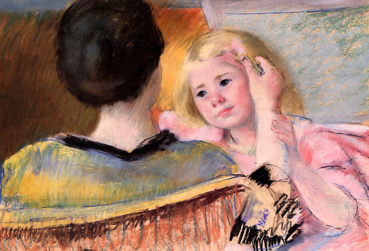 Mother Combing Sara's Hair Art Print 1901 Painting by Mary Cassatt (6 Sizes)