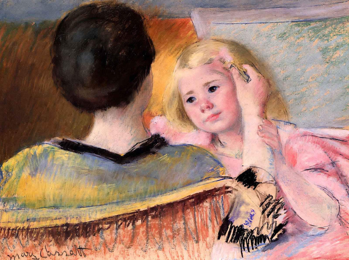 Mother Combing Sara's Hair Art Print 1901 Painting by Mary Cassatt (6 Sizes)