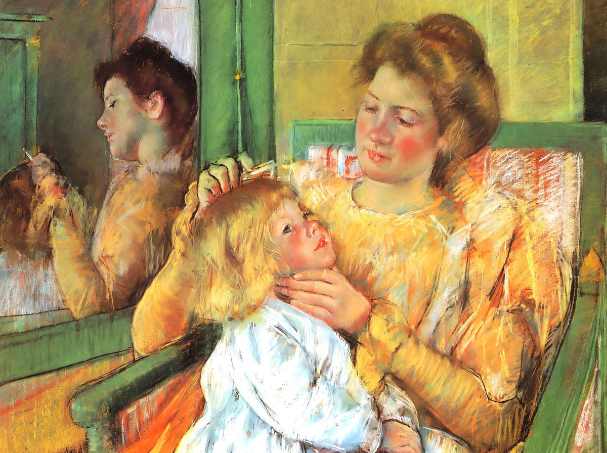 Mother Combing Her Child's Hair Art Print 1879 by Mary Cassatt (6 Sizes)