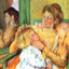 Mother Combing Her Child's Hair painting print by Mary Cassatt (1879)