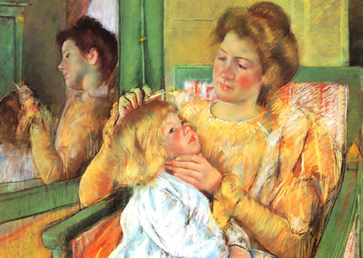 Mother Combing Her Child's Hair Art Print 1879 by Mary Cassatt (6 Sizes)