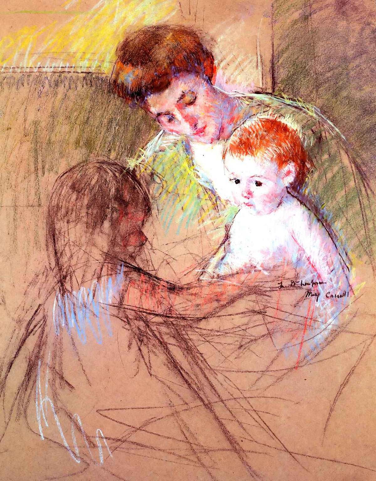 Mother and Daughter Looking at the Baby 1905 by Mary Cassatt Art Print (6 Sizes)