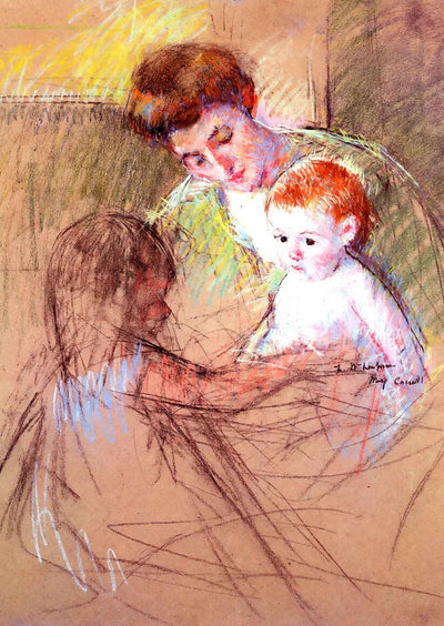 Mother and Daughter Looking at the Baby 1905 by Mary Cassatt Art Print (6 Sizes)