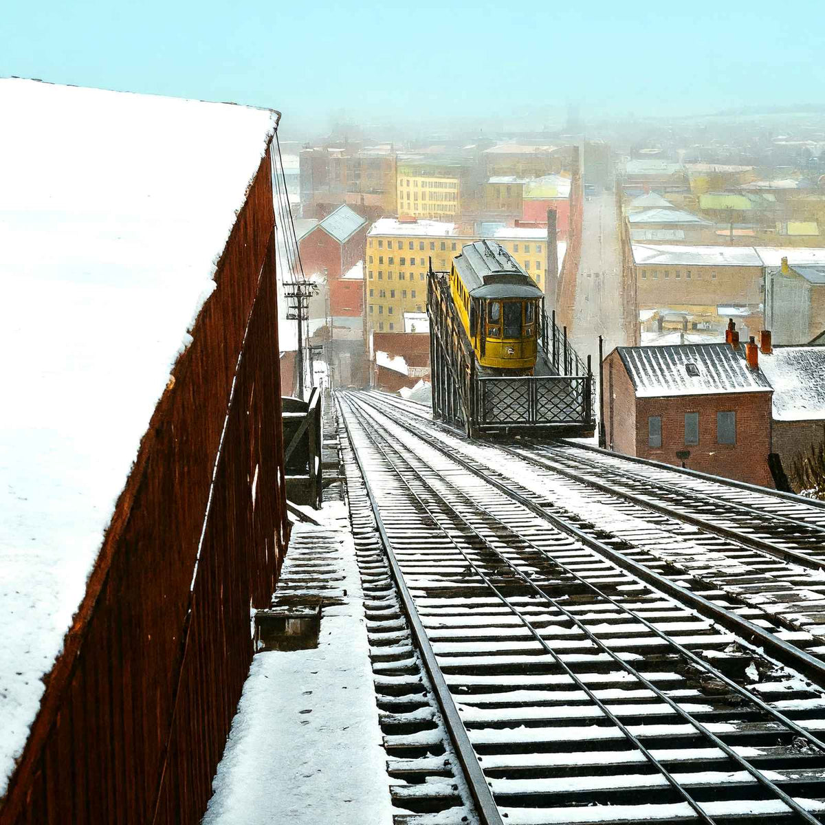 Mt. Adams Incline Train from the Top in 1906 Vintage Print (7 Sizes)