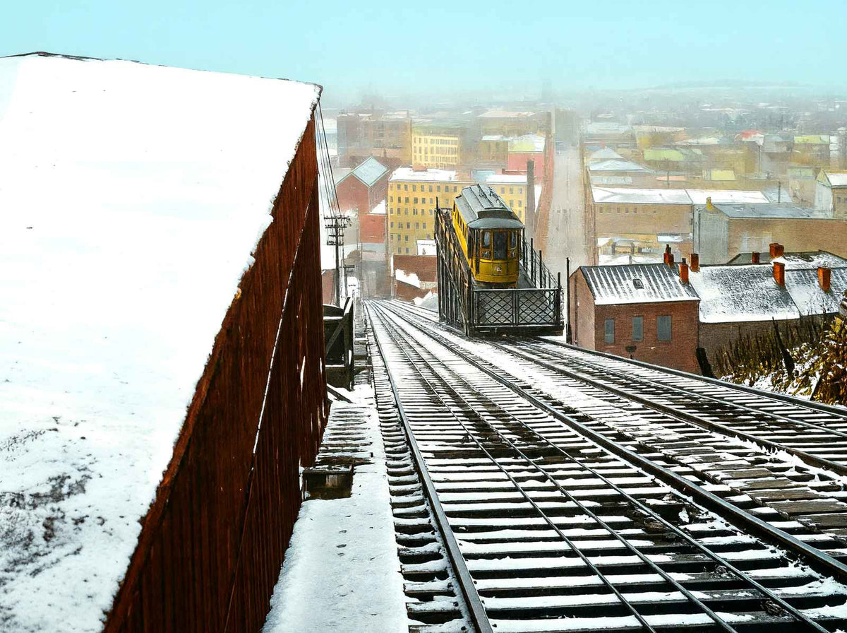 Mt. Adams Incline Train from the Top in 1906 Vintage Print (7 Sizes)