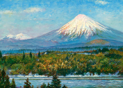 Mount St Helens from Columbia River Oregon in 1908 Painting Print (7 Sizes)