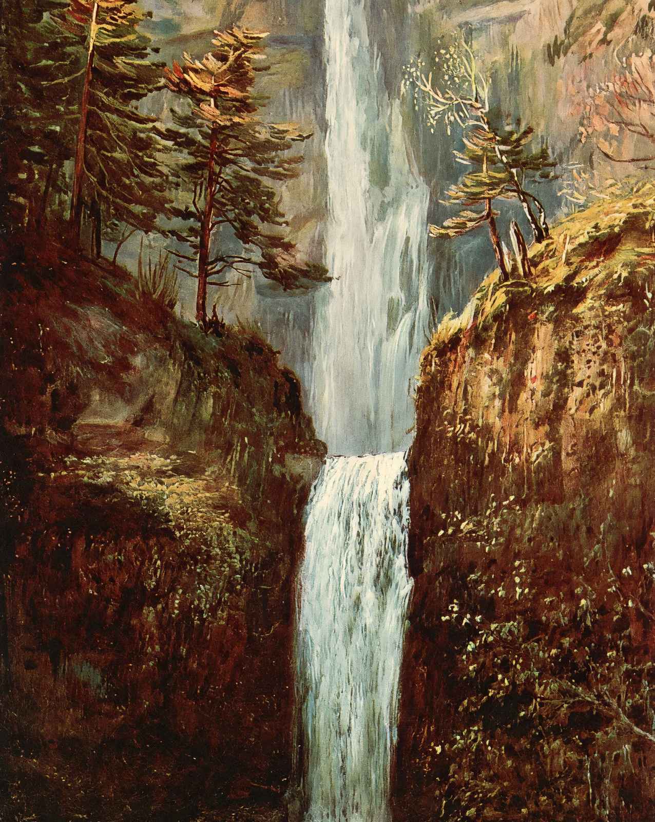 Multnomah Falls in 1908 vintage print