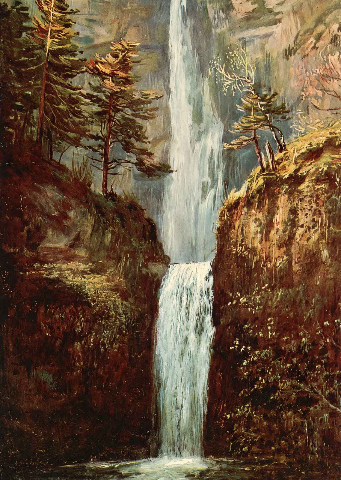 Multnomah Falls Oregon in 1908 Vintage Print (7 Sizes) - Premium Quality