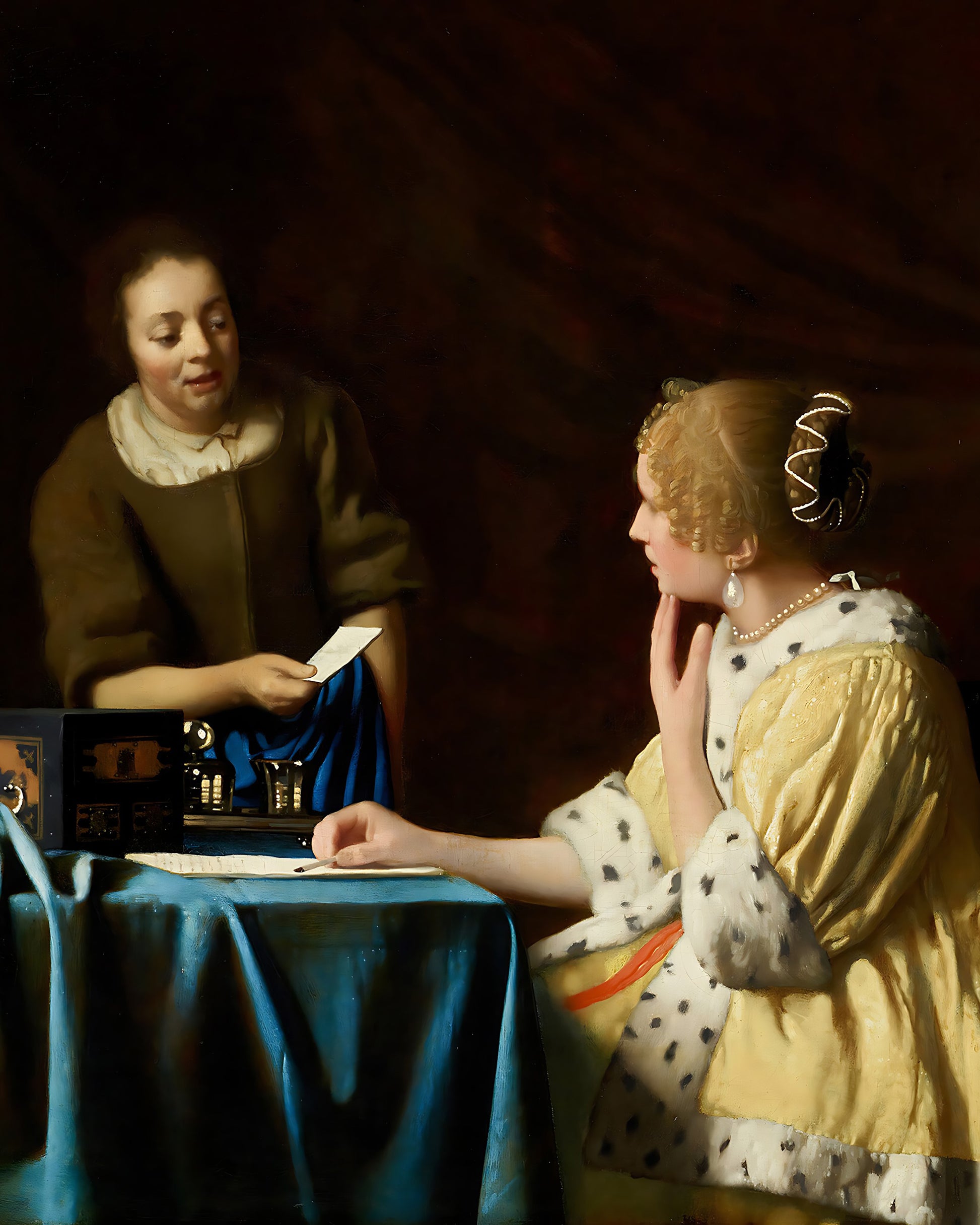 Mistress and Maid Painting by Johannes Vermeer 8x10" Art Print