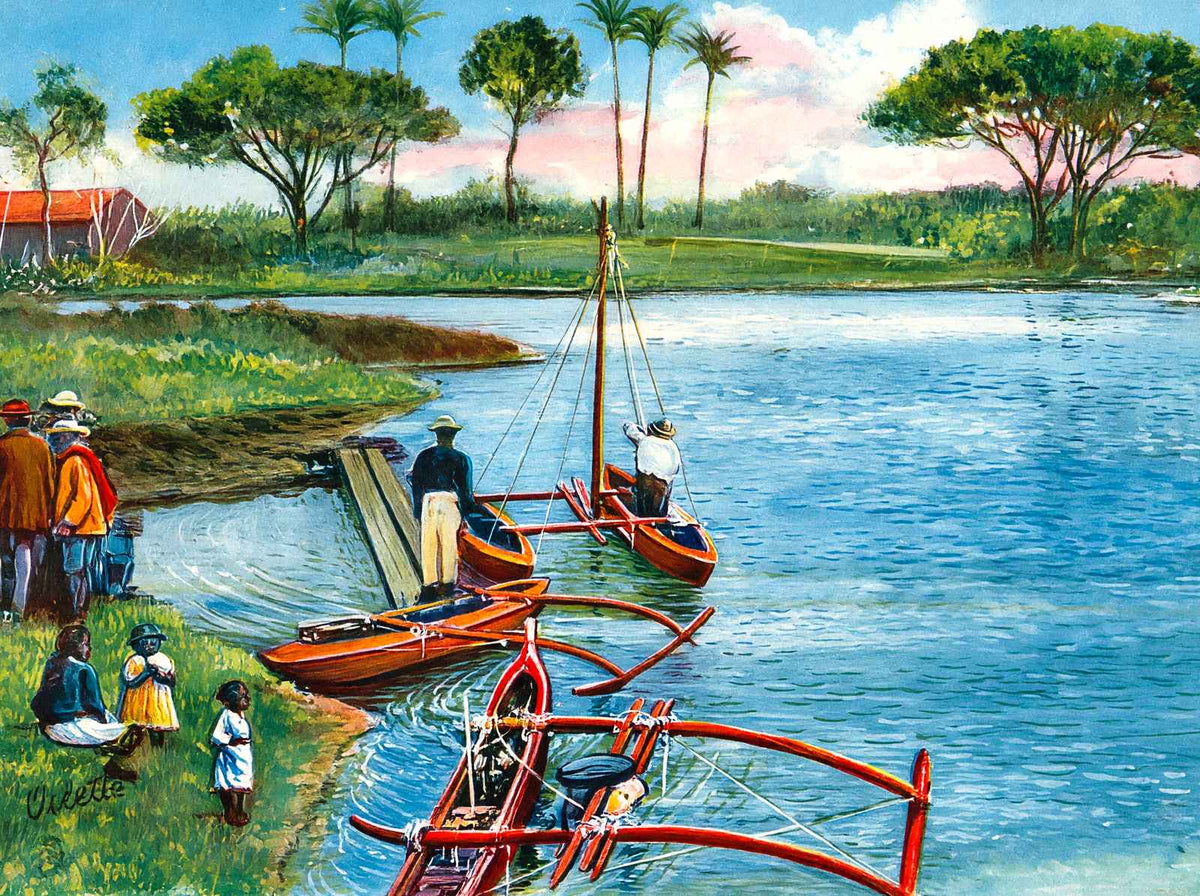 Native Boats and Fishermen Hawaii in 1908 Vintage Print (7 Sizes)
