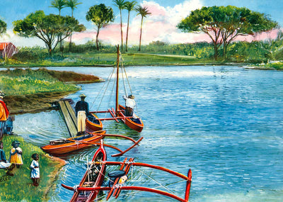Native Boats and Fishermen Hawaii in 1908 Vintage Print (7 Sizes)