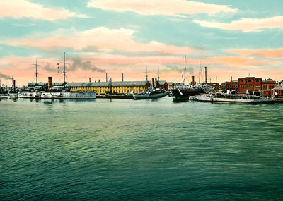Navy Yard Portsmouth VA in 1905 Vintage Print (7 Sizes) - Retouched