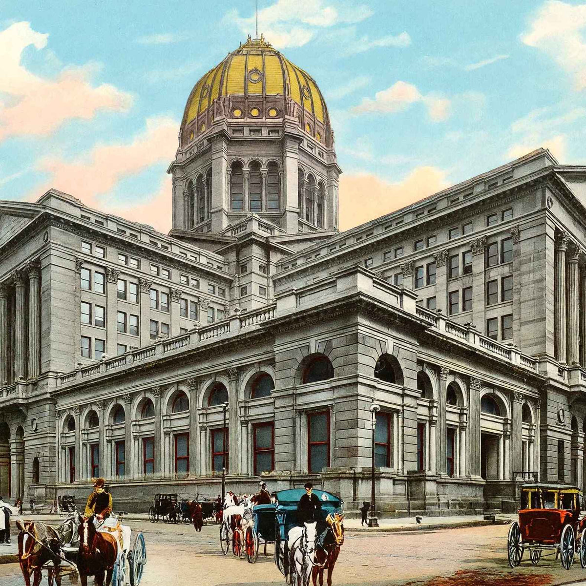 New Post Office Chicago in 1905 Vintage Print (7 Sizes) - Shipped Flat