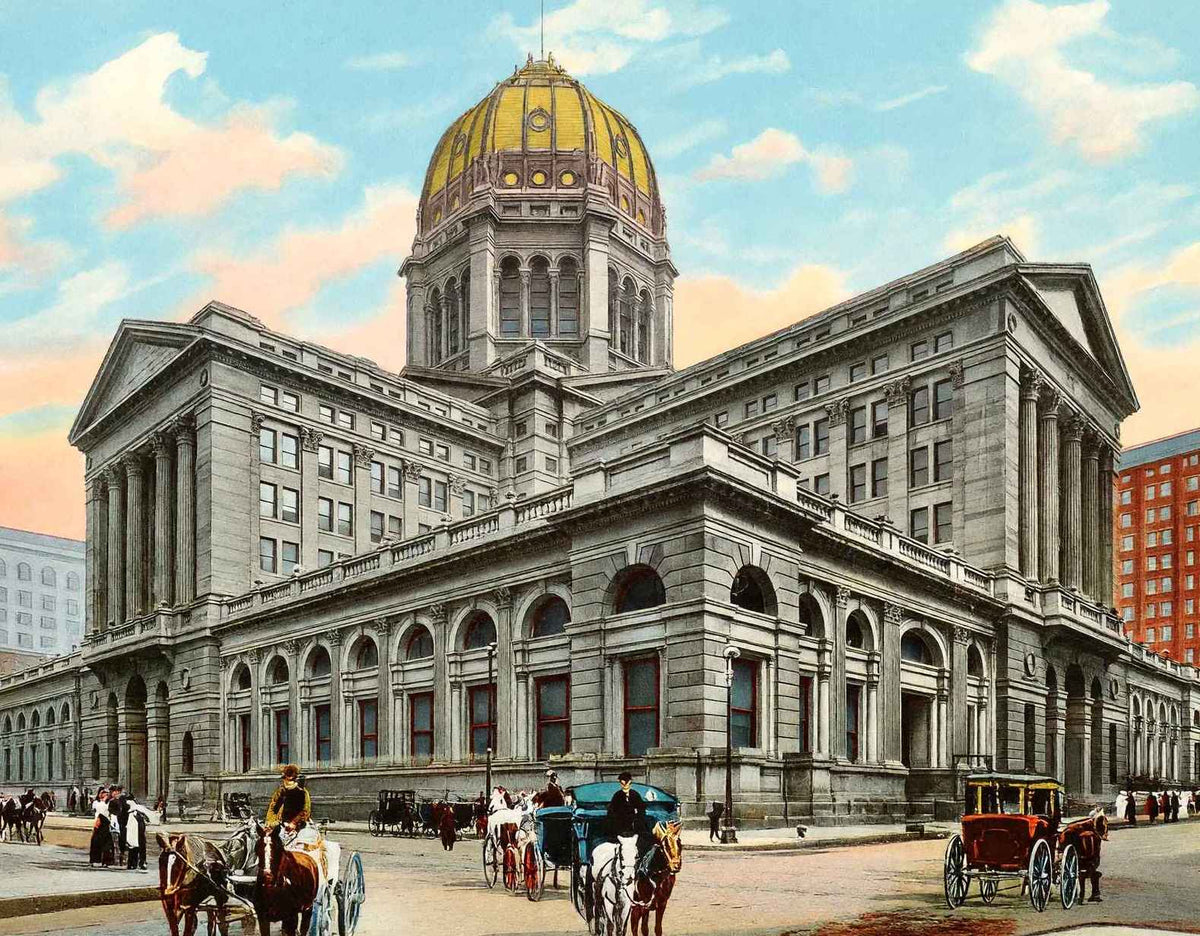 New Post Office Chicago in 1905 Vintage Print (7 Sizes) - Shipped Flat