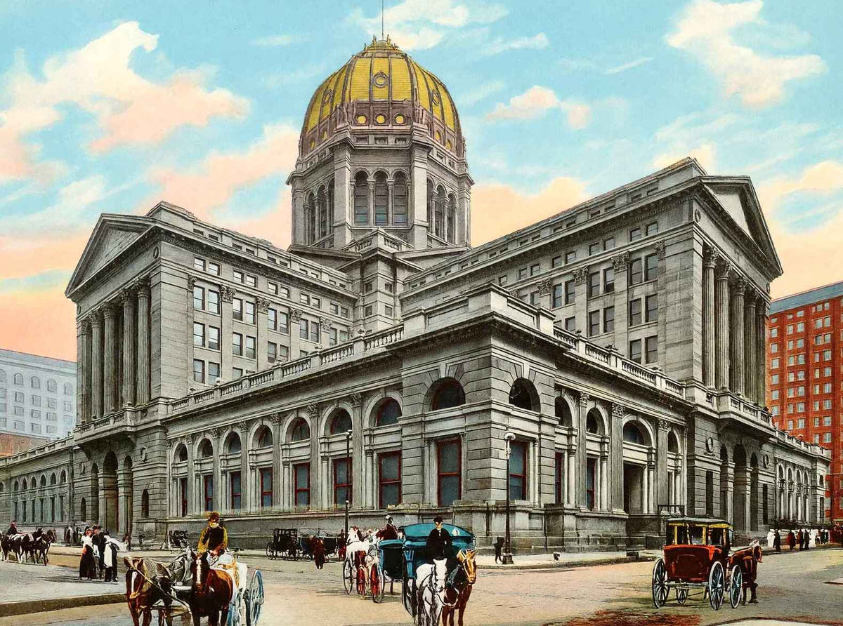 New Post Office Chicago in 1905 Vintage Print (7 Sizes) - Shipped Flat