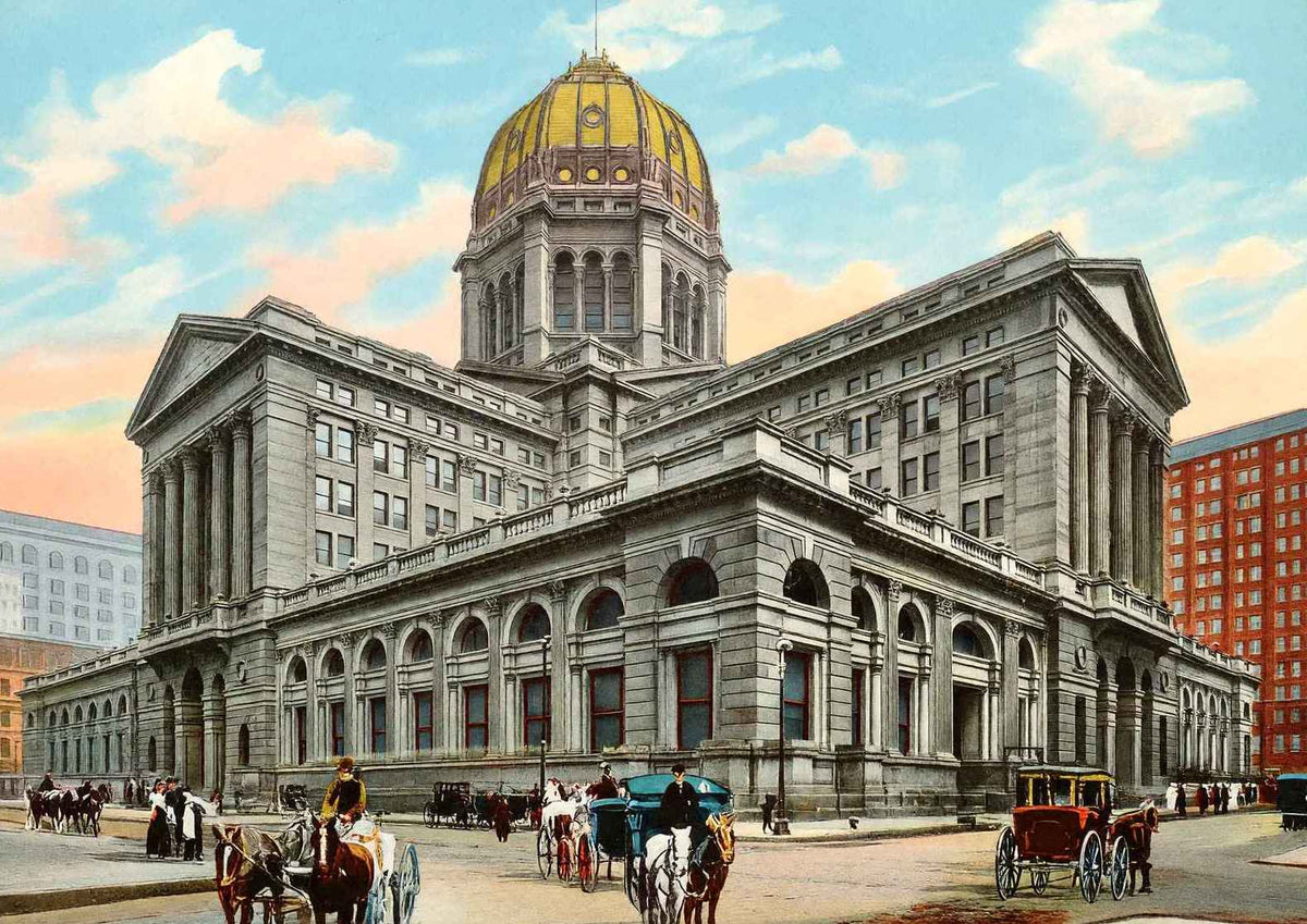 New Post Office Chicago in 1905 Vintage Print (7 Sizes) - Shipped Flat
