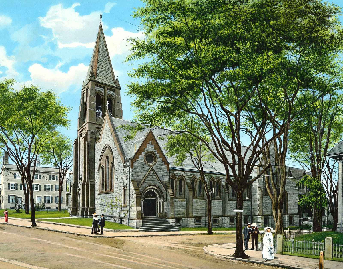 Grace Church, New Bedford, Massachusetts in 1905 Vintage Print (7 Sizes)