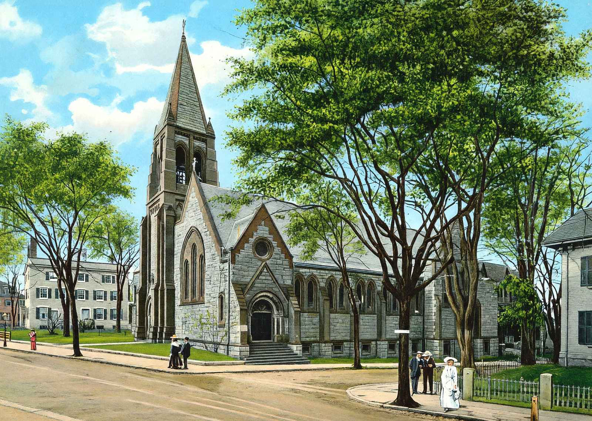 Grace Church, New Bedford, Massachusetts in 1905 Vintage Print (7 Sizes)