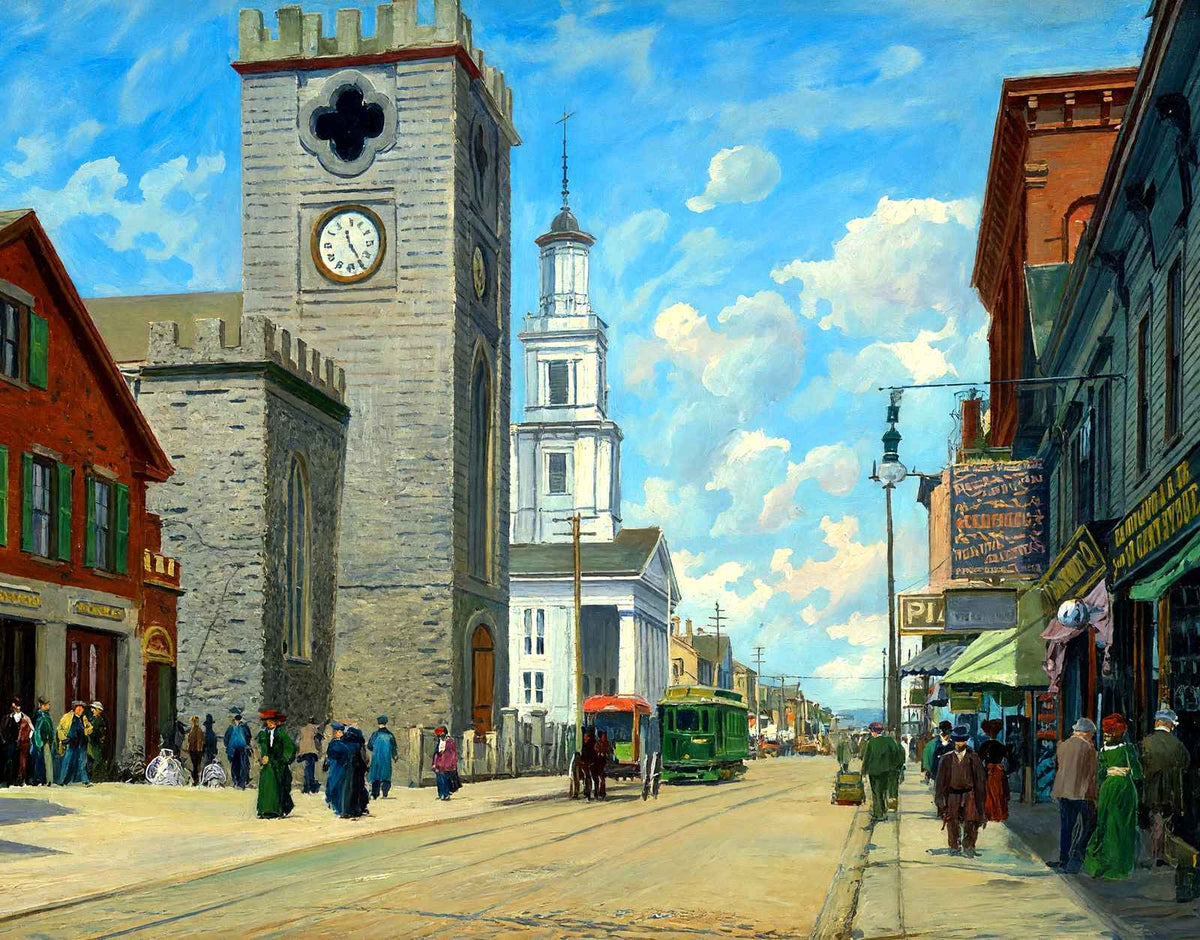 North Congregational Church Purchase St, New Bedford, MA in 1905 Painting Print
