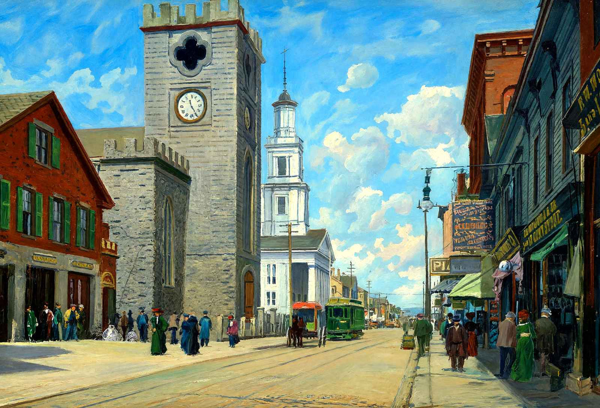 North Congregational Church Purchase St, New Bedford, MA in 1905 Painting Print
