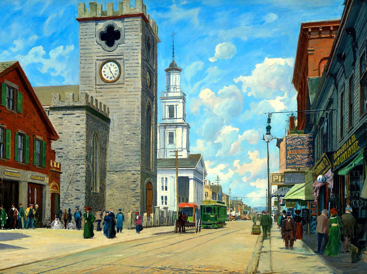 North Congregational Church Purchase St, New Bedford, MA in 1905 Painting Print