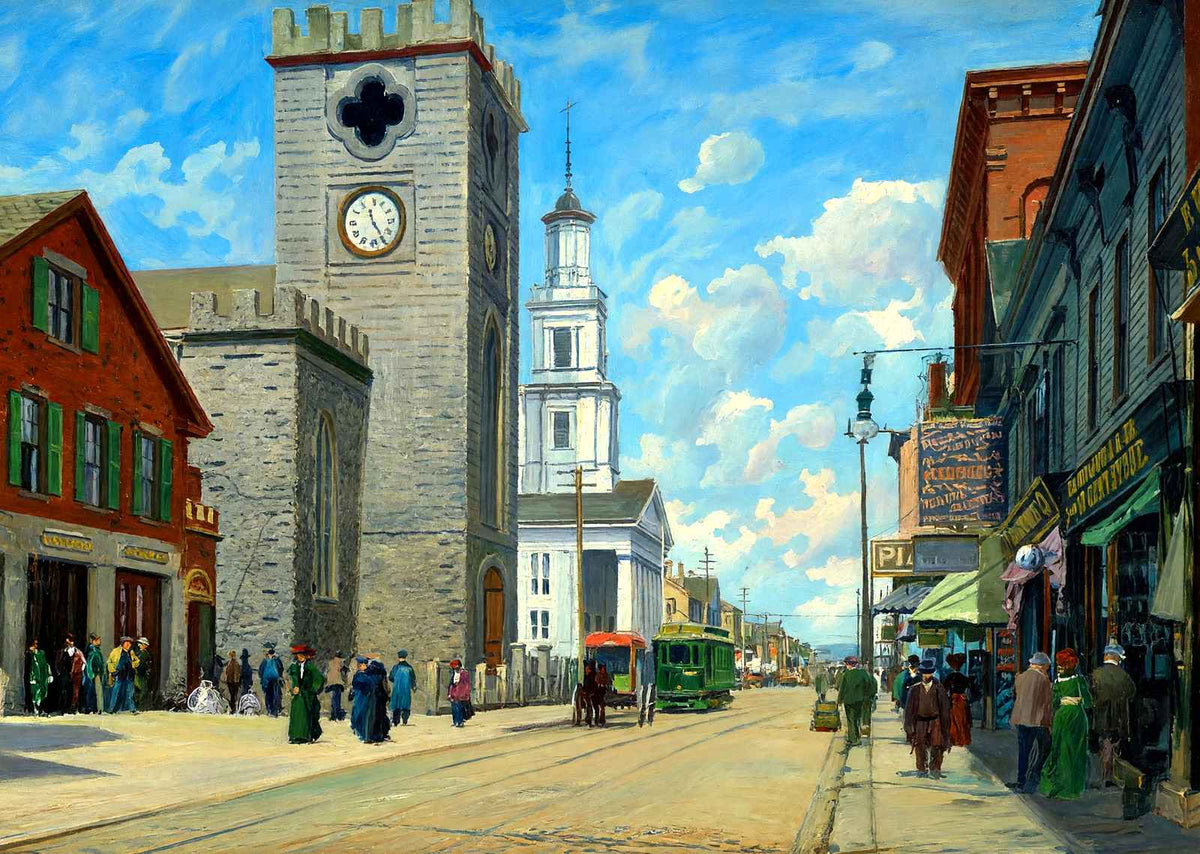 North Congregational Church Purchase St, New Bedford, MA in 1905 Painting Print