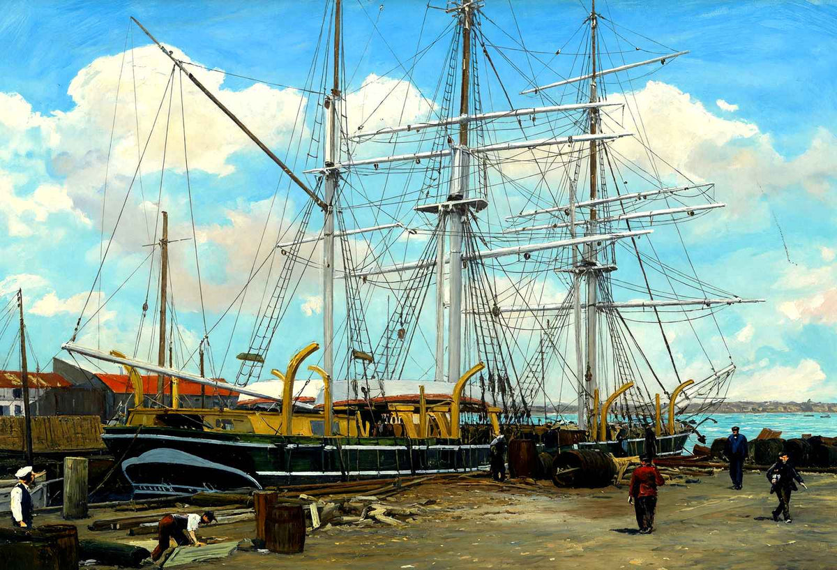 Whaling Bark Preparing for a Cruise, New Bedford, MA in 1905 Art Print (7 Sizes)