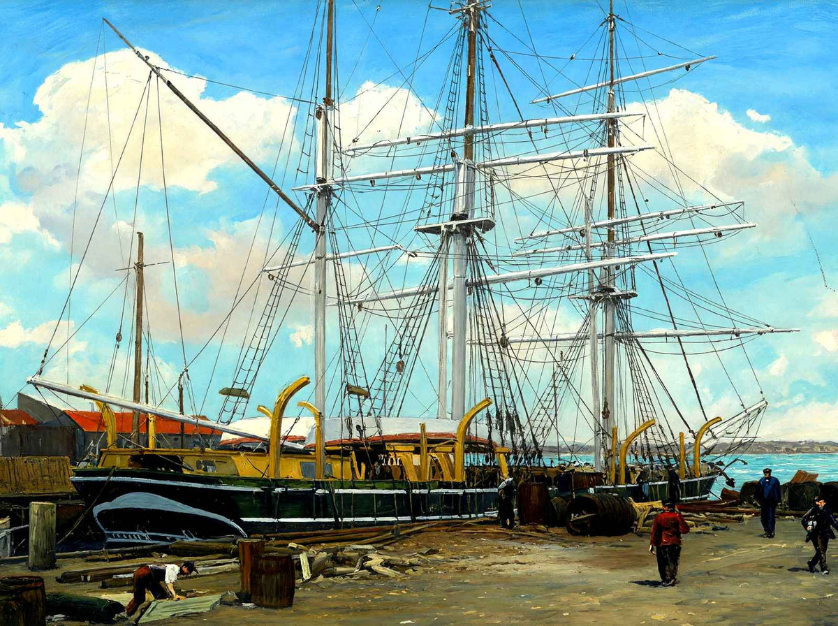 Whaling Bark Preparing for a Cruise, New Bedford, MA in 1905 Art Print (7 Sizes)
