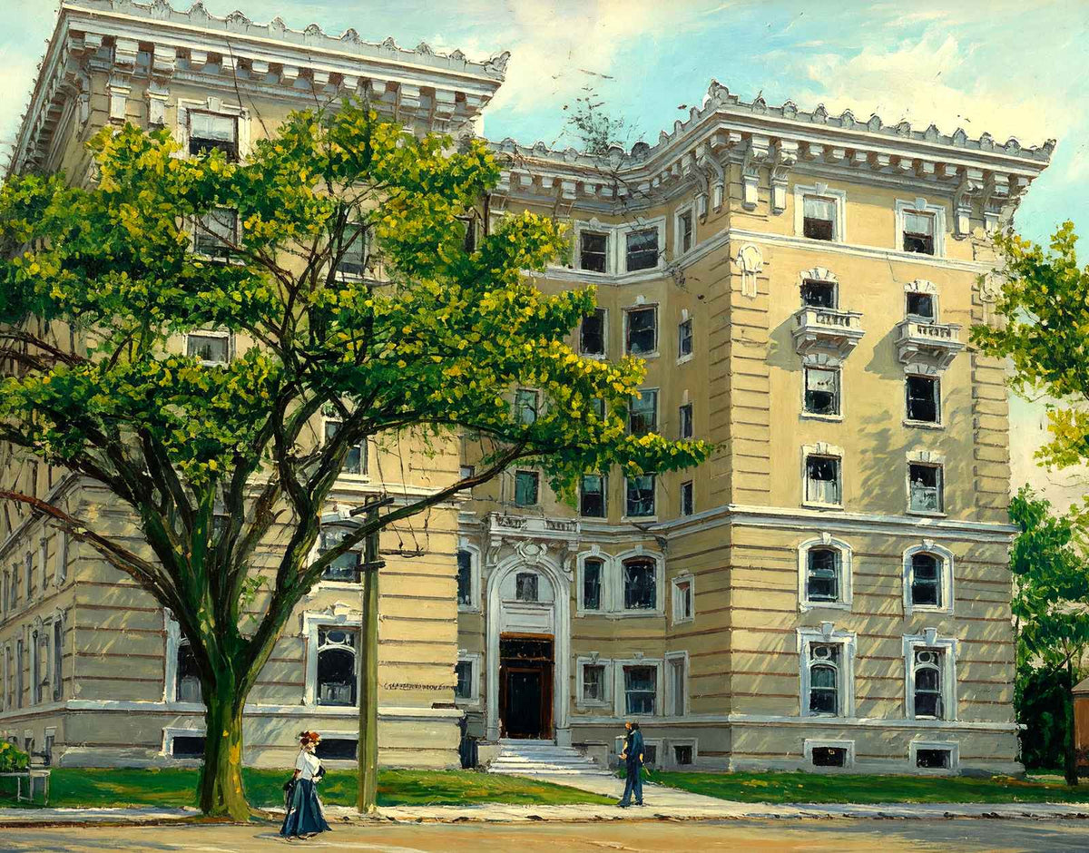 The Evans, Newton, Massachusetts in 1907 Painting Print (7 Sizes) - Retouched