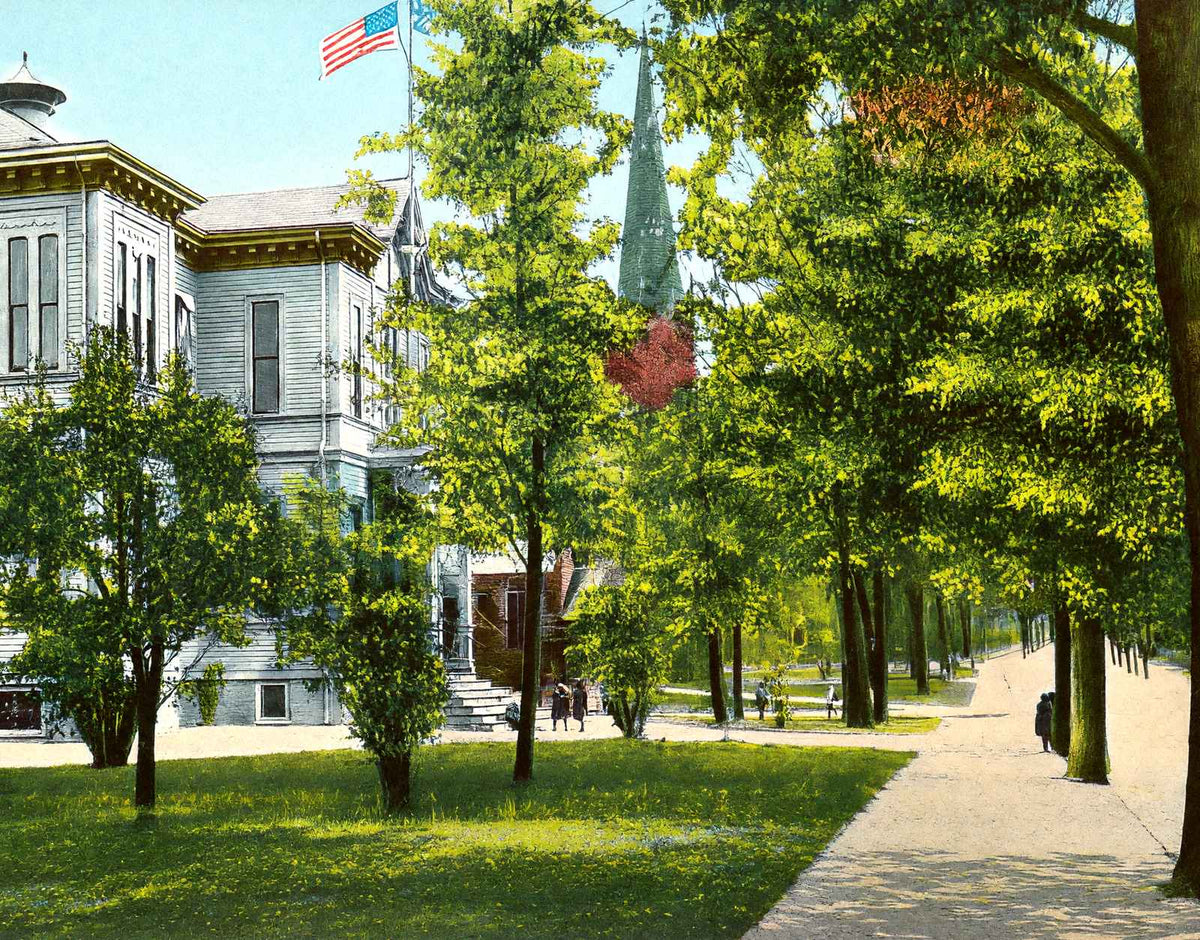 Underwood School Vernon Street, Newton, MA in 1907 Vintage Print (7 Sizes)