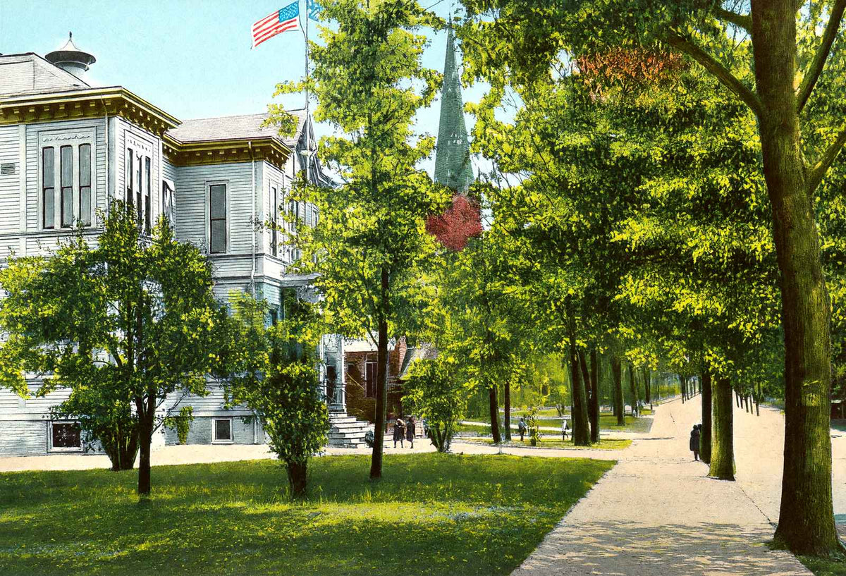 Underwood School Vernon Street, Newton, MA in 1907 Vintage Print (7 Sizes)
