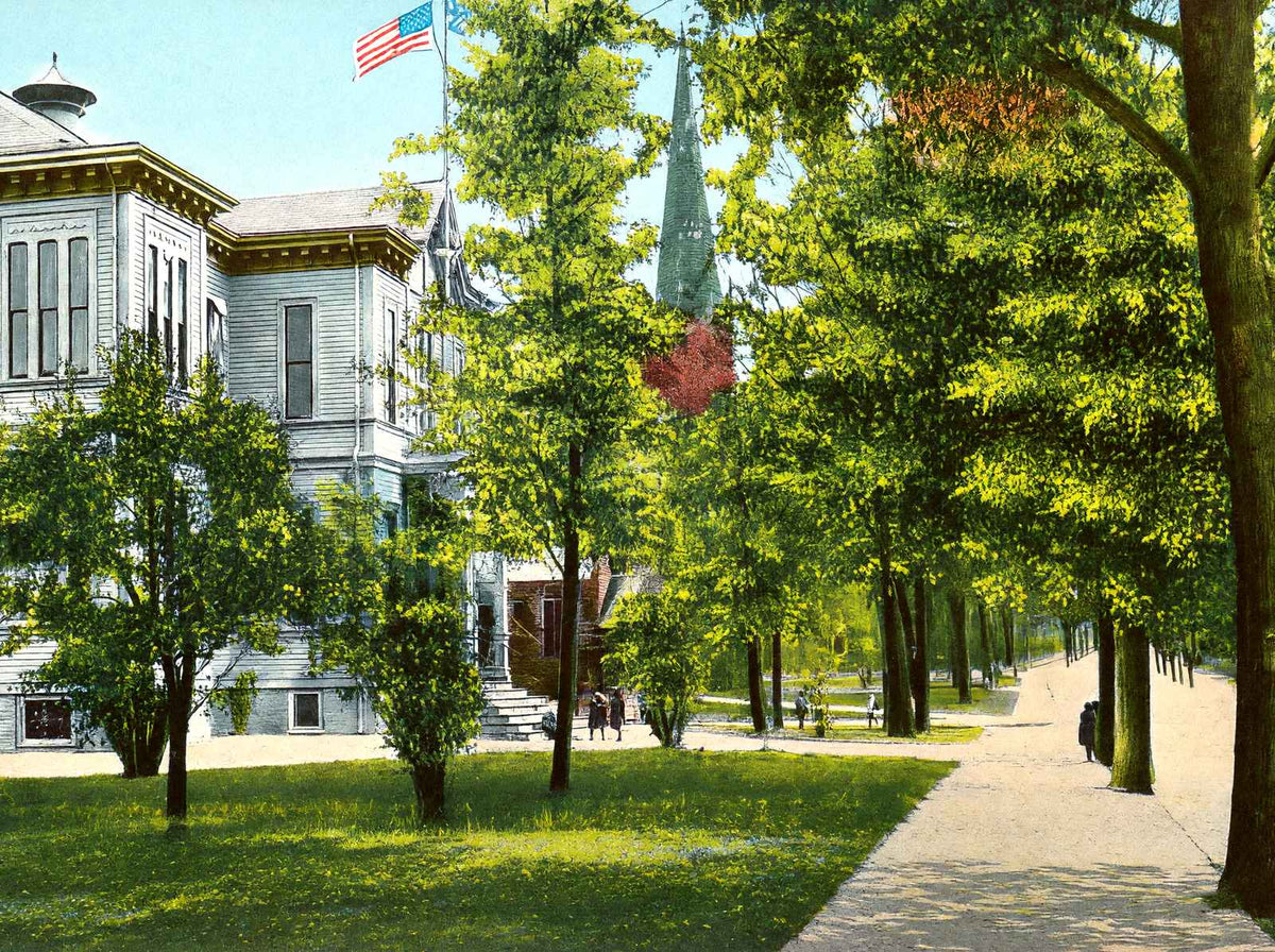 Underwood School Vernon Street, Newton, MA in 1907 Vintage Print (7 Sizes)