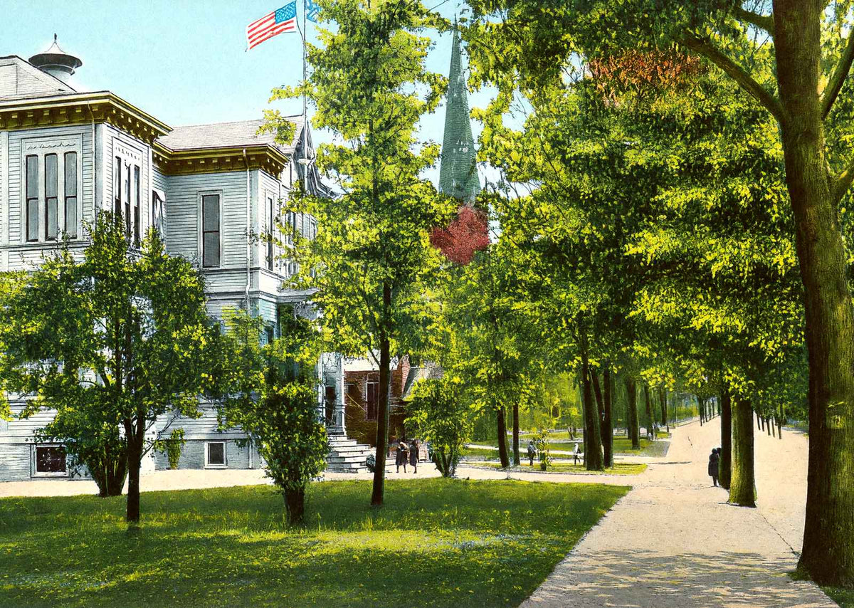 Underwood School Vernon Street, Newton, MA in 1907 Vintage Print (7 Sizes)
