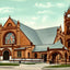 Eliot Congregational Church, Newton, MA in 1907 Vintage Print (7 Sizes)