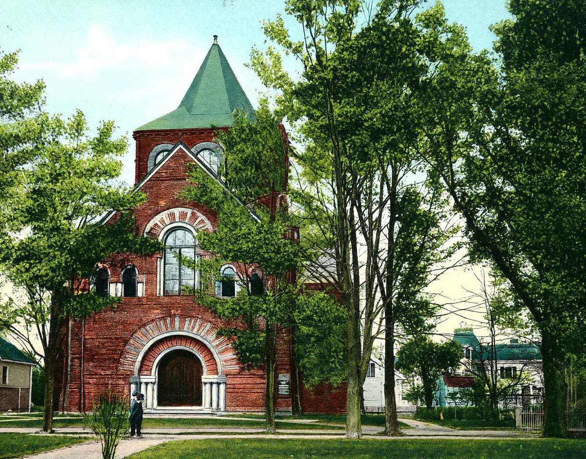 The Immanuel Baptist Church, Newton, MA in 1907 Vintage Print (7 Sizes)
