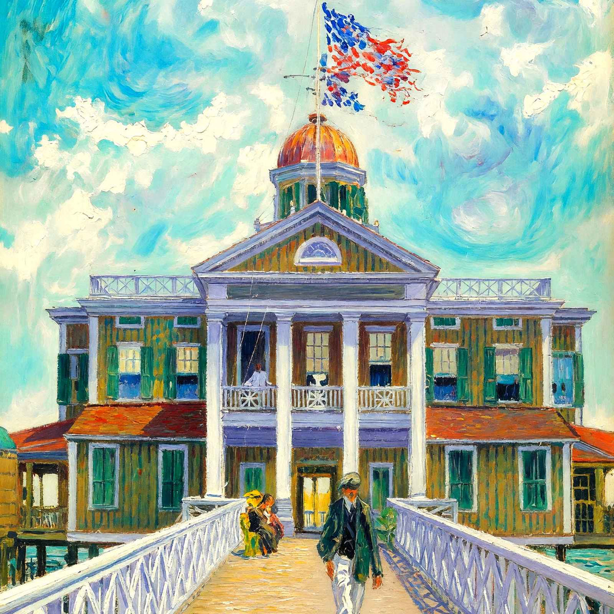 Southern Yacht Club West End New Orleans in 1908 Art Print (7 Sizes)