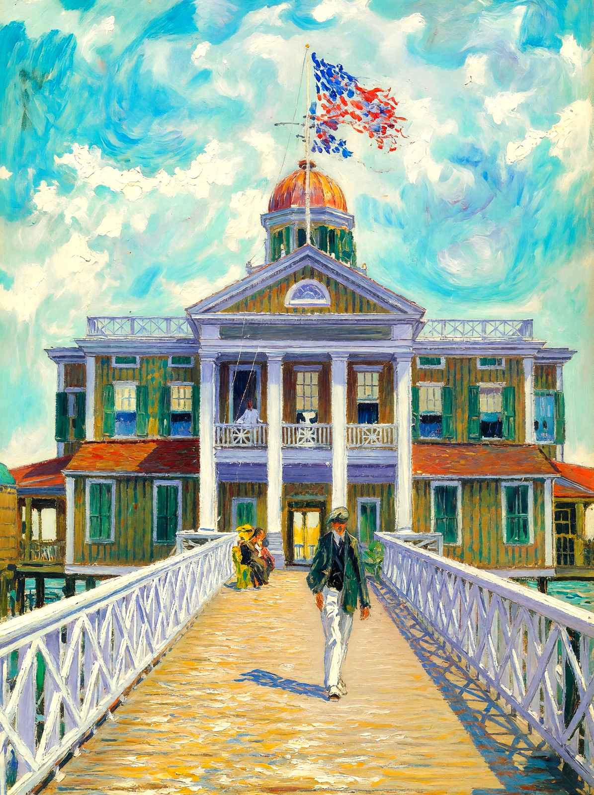 Southern Yacht Club West End New Orleans in 1908 Art Print (7 Sizes)