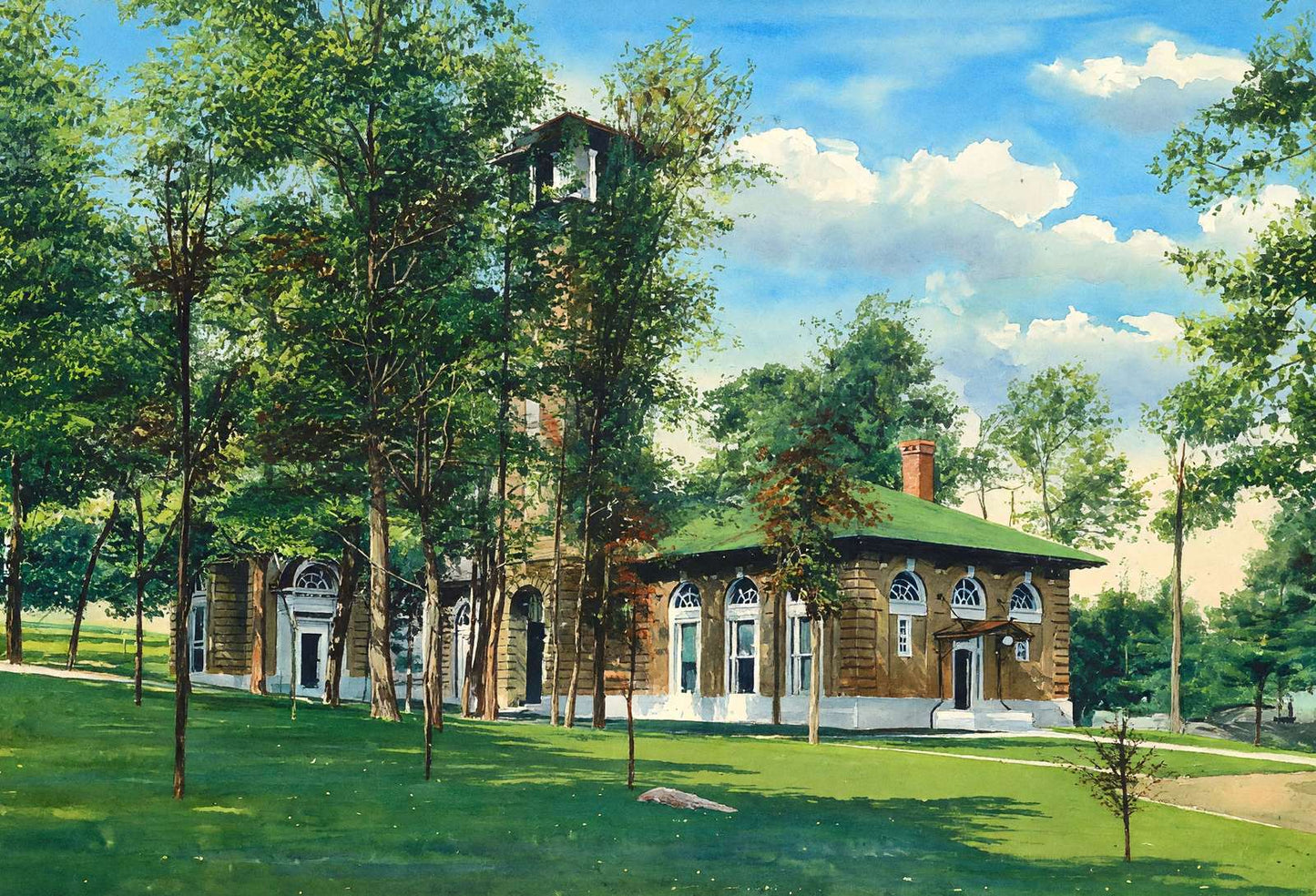 New Spring and Bottling Houses Poland Spring Maine in 1908 Painting Print