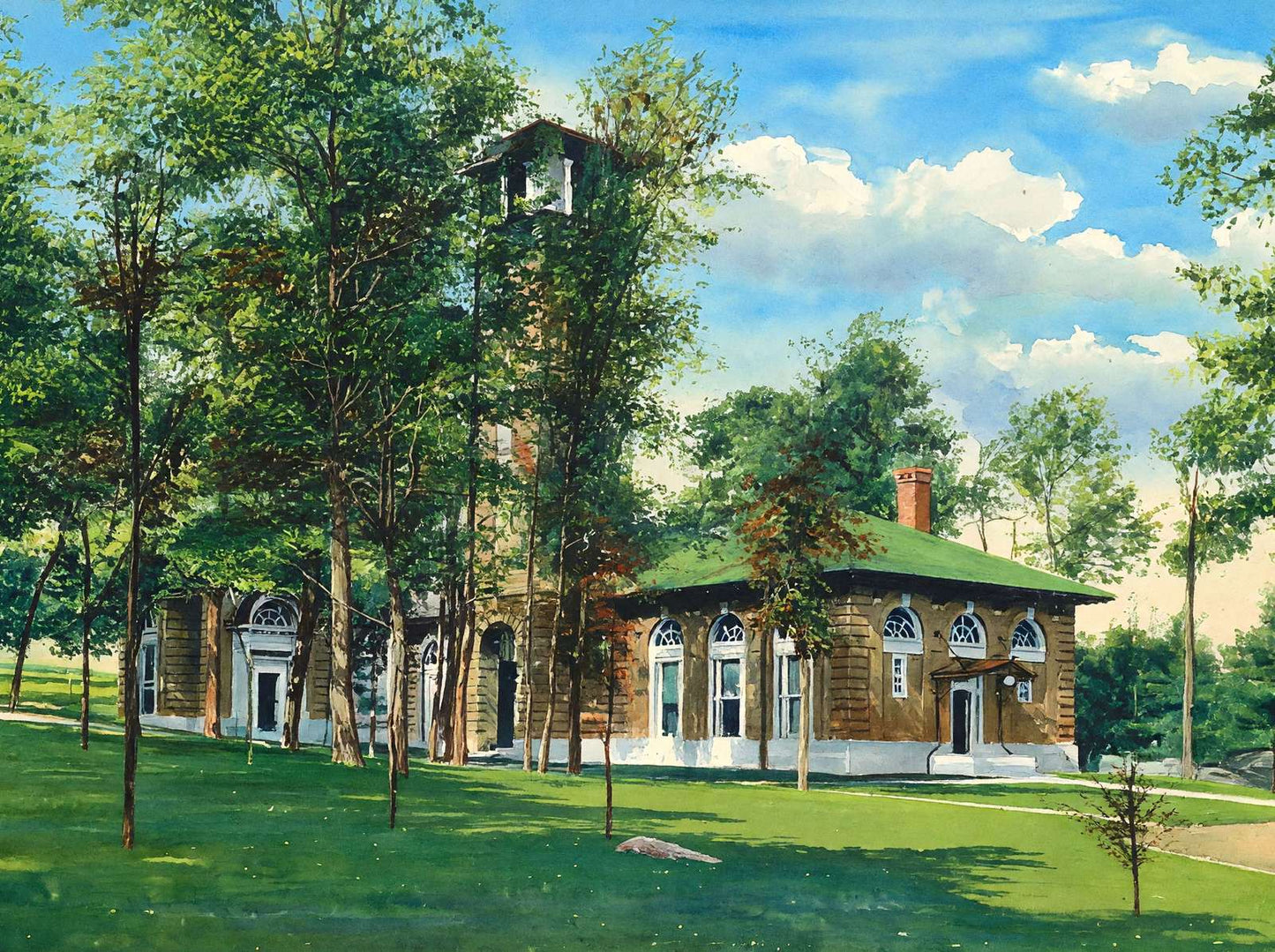New Spring and Bottling Houses Poland Spring Maine in 1908 Painting Print
