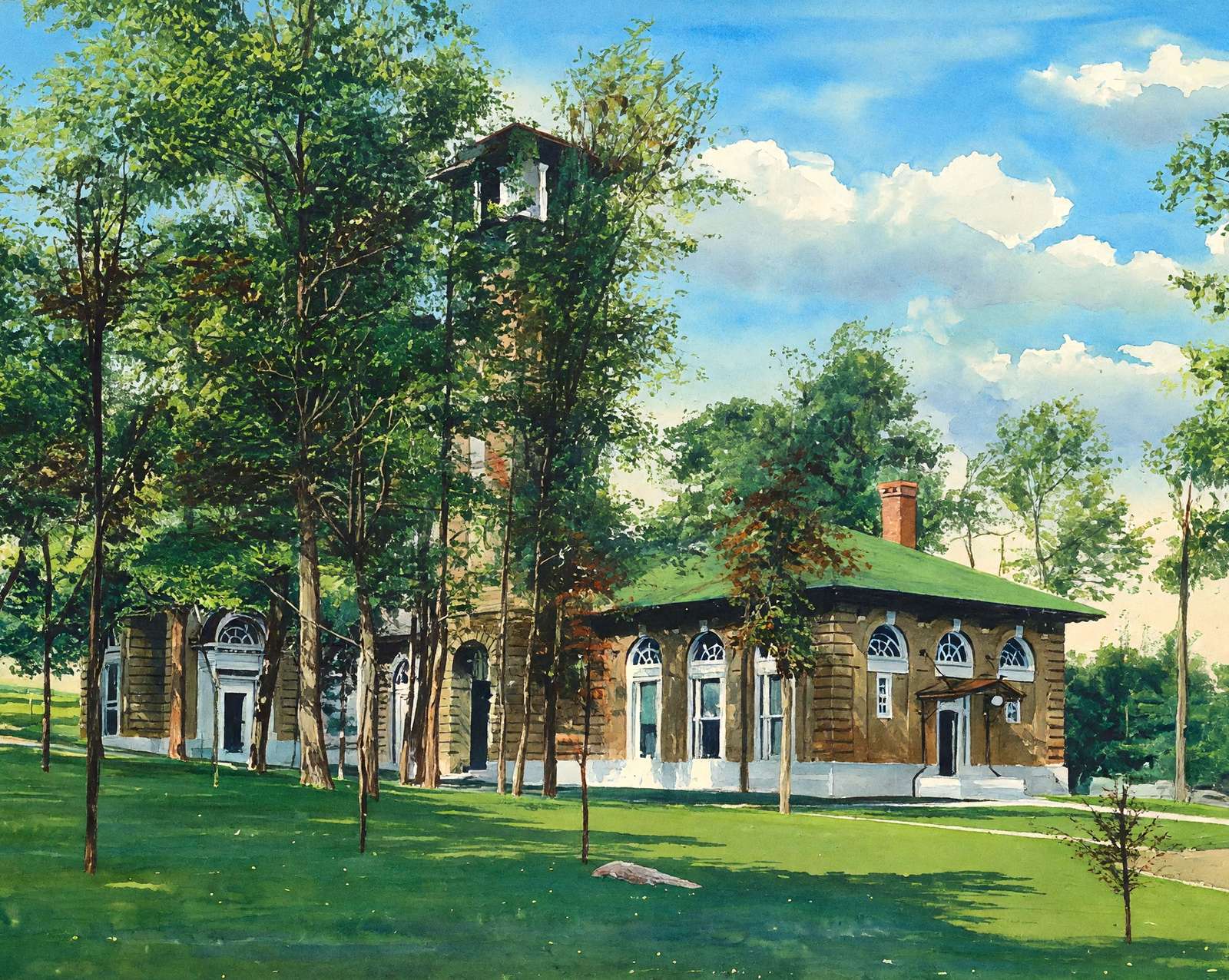New Spring and Bottling Houses in 1908 art print