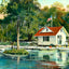 Boat House City Park New Orleans in 1908 Painting Print (7 Sizes) - Restored