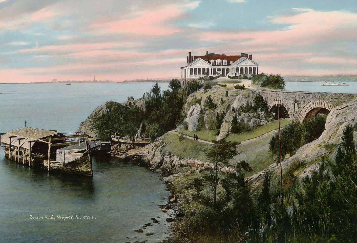 Beacon Rock Newport RI in 1905 Vintage Print (7 Sizes)