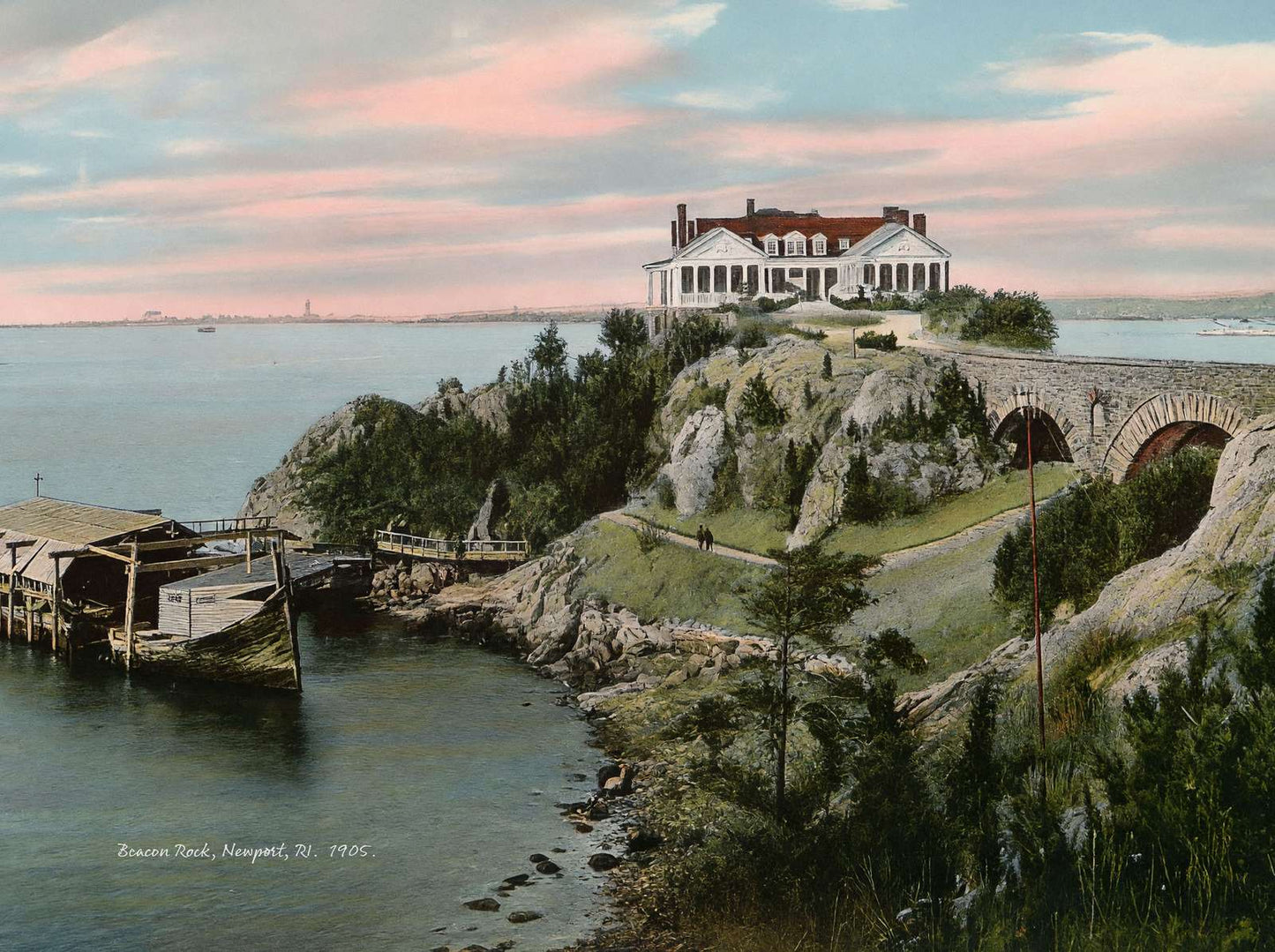 Beacon Rock Newport RI in 1905 Vintage Print (7 Sizes)